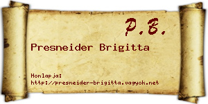 Presneider Brigitta névjegykártya